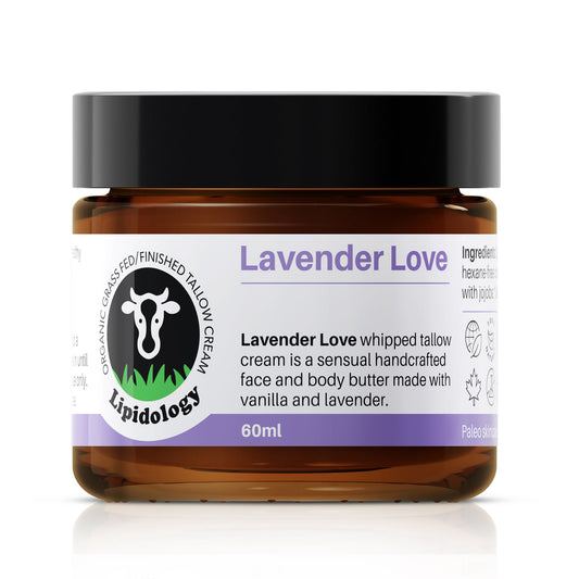 Lavender Love, Face and Body Cream Vanilla and Lavender Organic Grass-Fed Tallow 60 ml