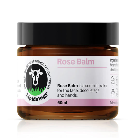 Rose Balm for Décolletage, Face and Neck, Organic Grass-Fed/Finished Tallow, 60 ml