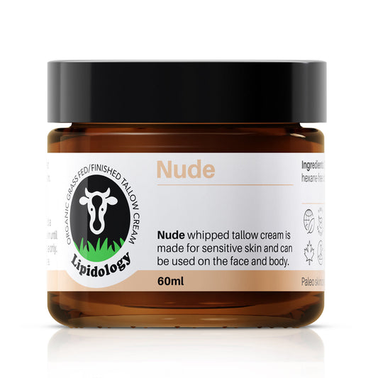 Nude Face and Body Cream, Unscented, Organic Grass-Fed/Finished Tallow, 60 ml