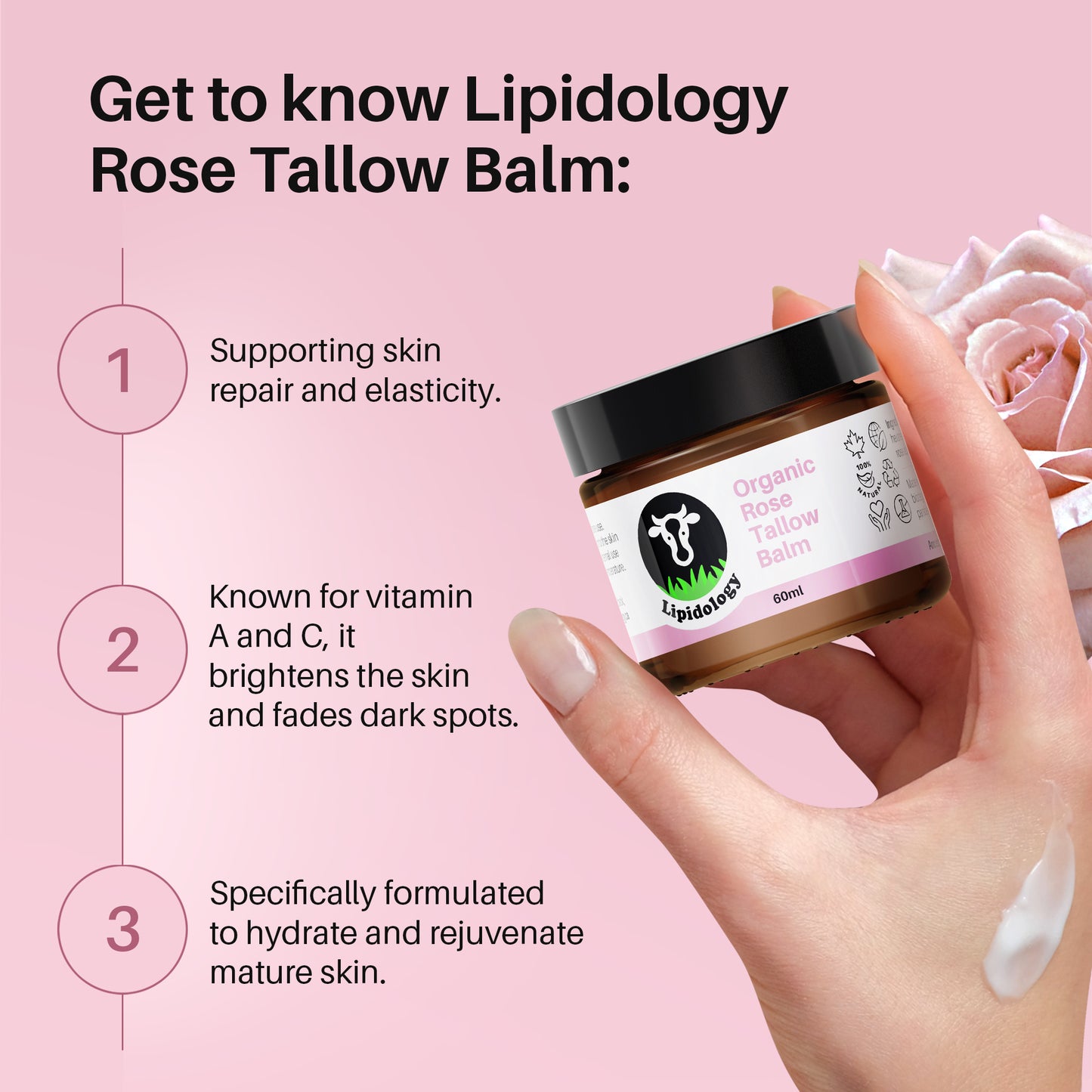 Organic Rose Tallow Balm, 60 ml