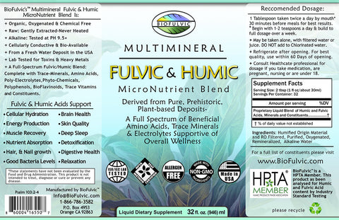 MultiMineral Fulvic & Humic MicroNutrient Blend Brown Plastic Bottle (PETE)